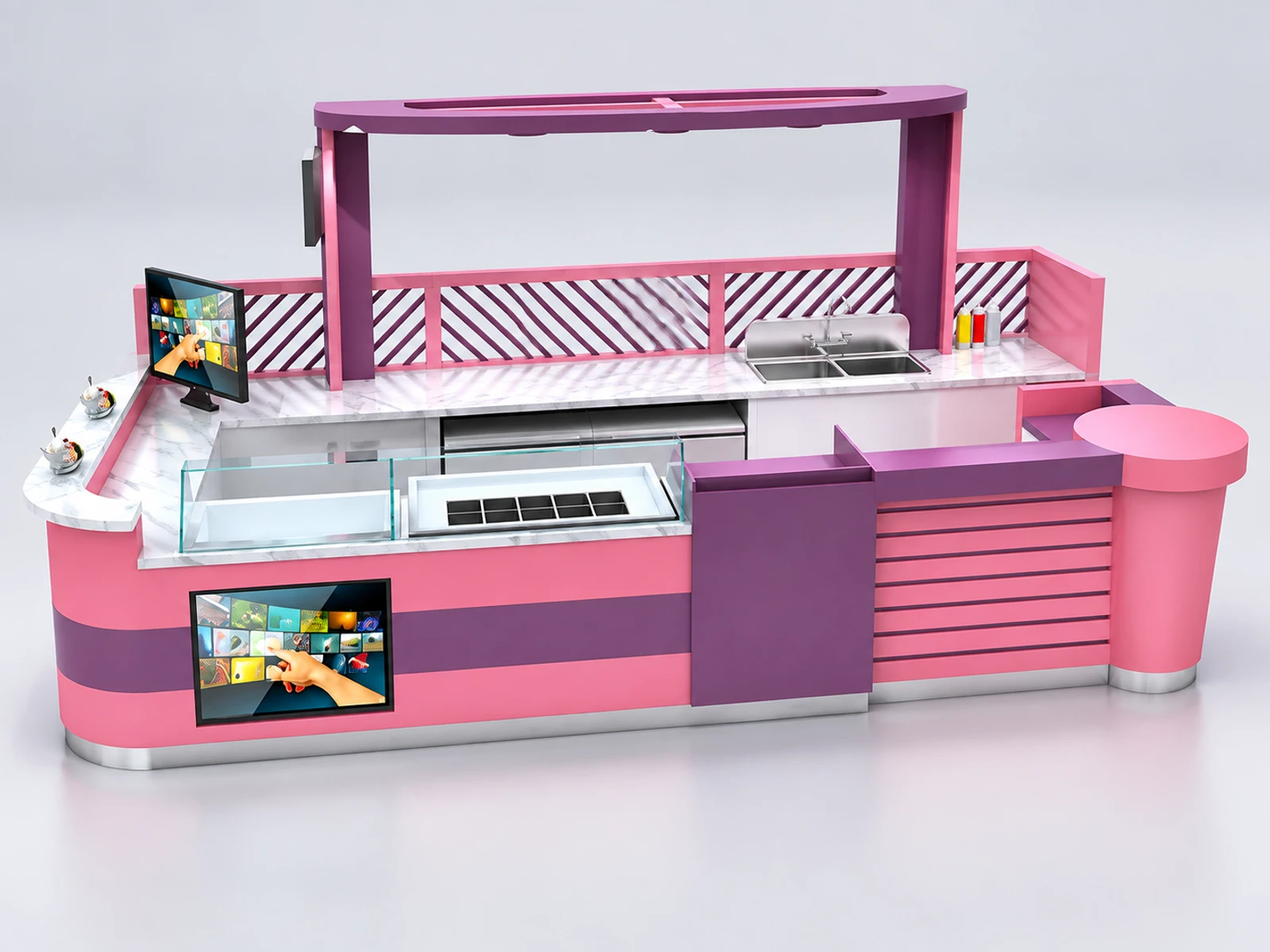 Fresh Juice Fruit Kiosk & Juice Bar Counter with Customized Design in Retail Store for Sale main three-quarter view
