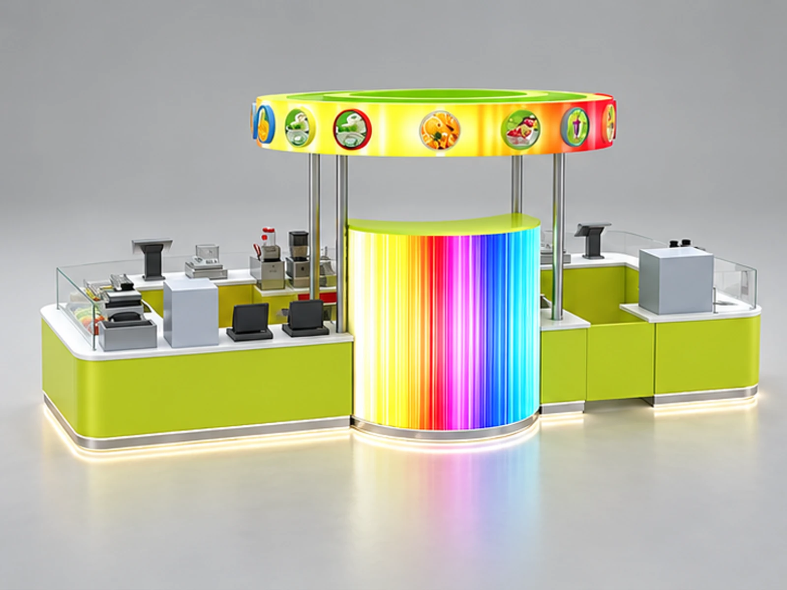 New Invention Juice bar counter Retail Fresh Drinking Kiosk & Portable Food Booth in Mall for sale main three-quarter view