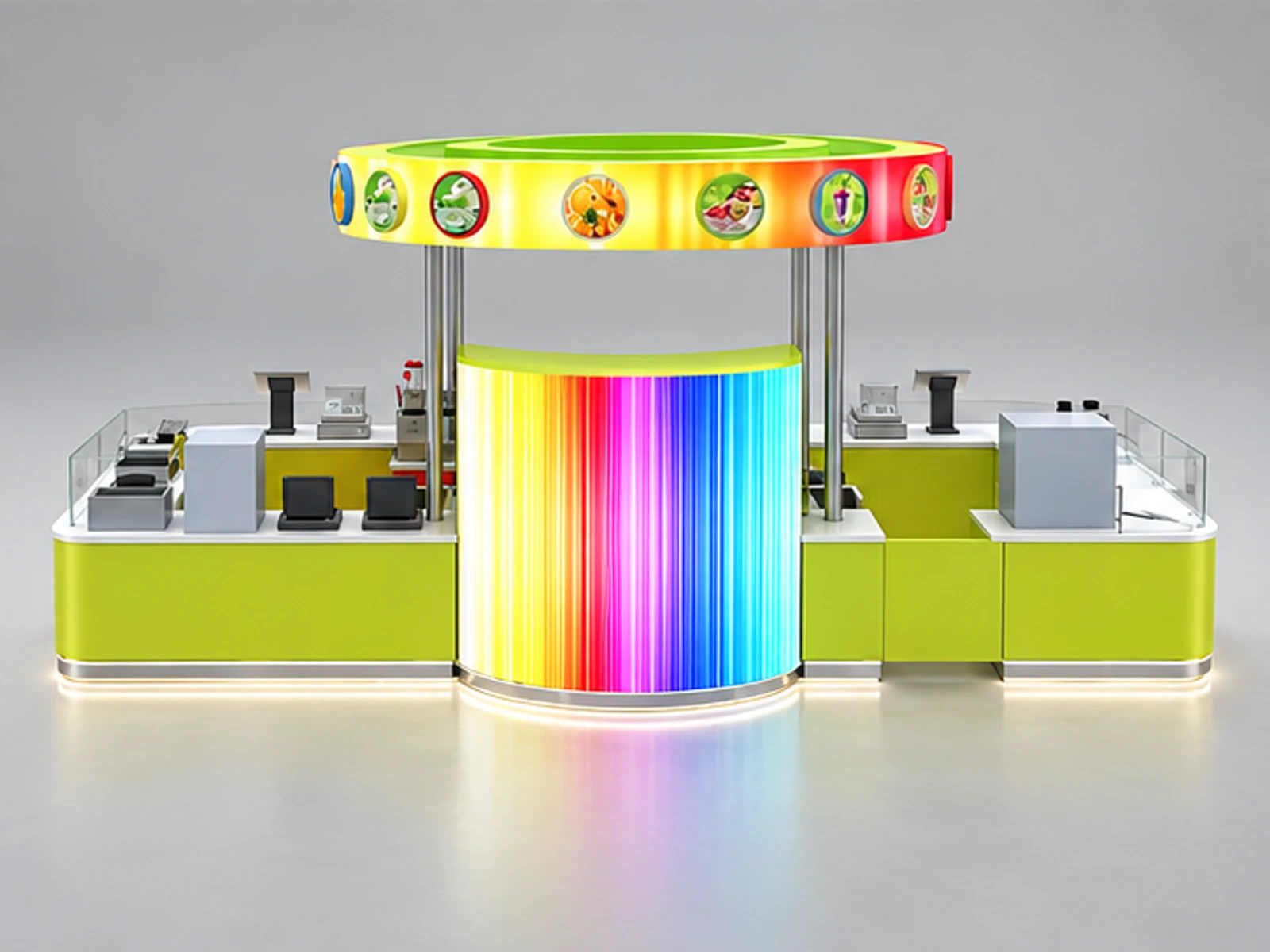 New Invention Juice bar counter Retail Fresh Drinking Kiosk & Portable Food Booth in Mall for sale customer-facing service and display view