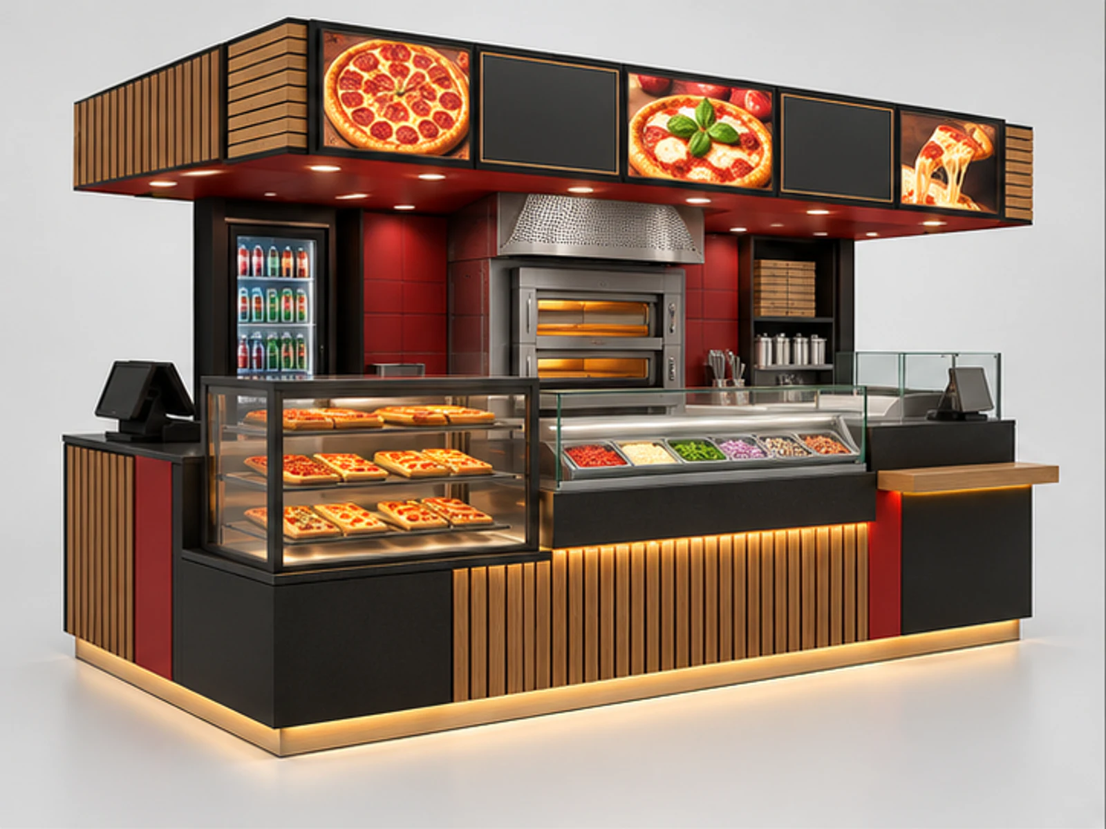 Compact Mall Pizza Kiosk with Ventless Oven Bay main three-quarter product view