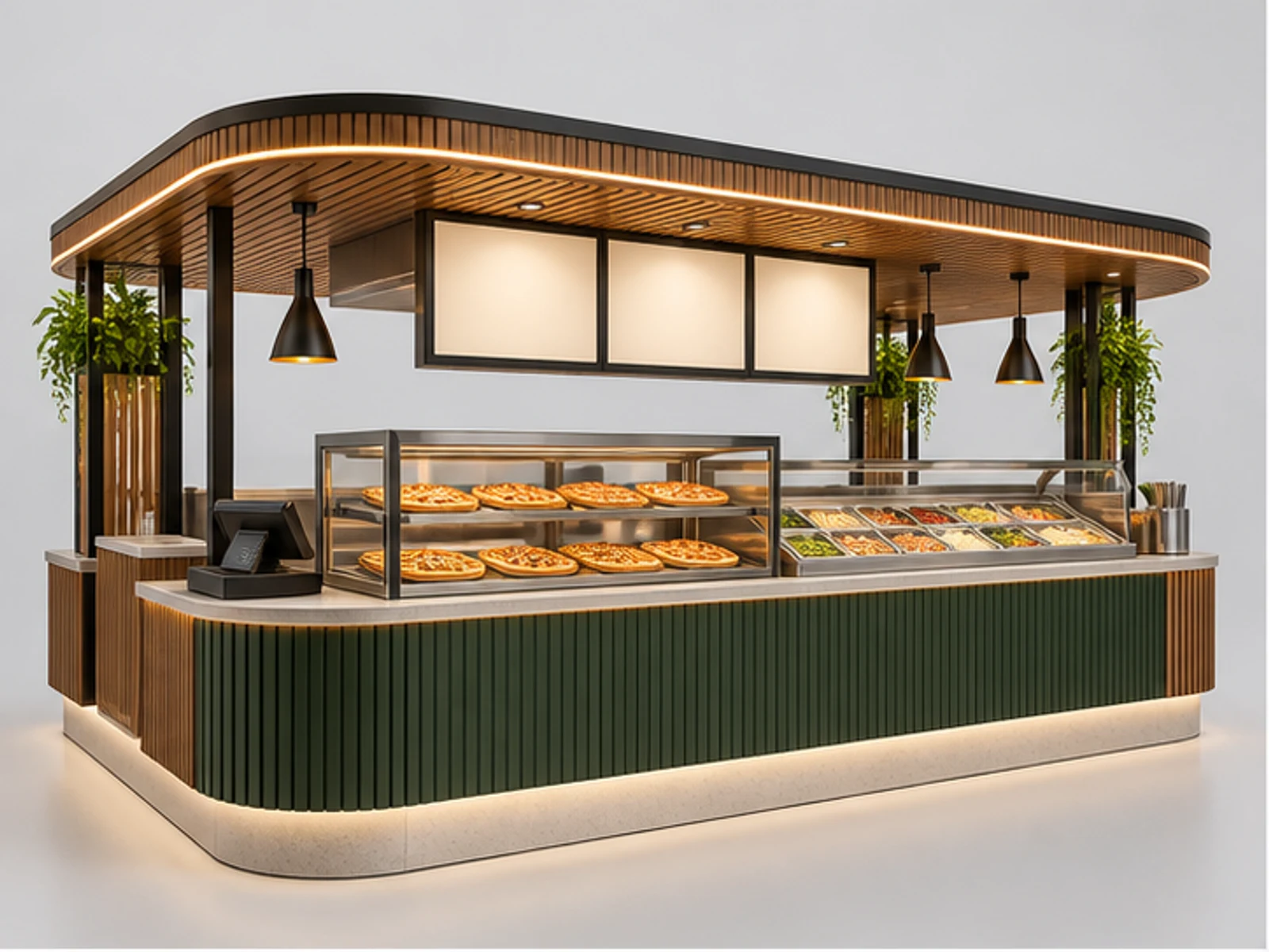 Custom Pizza Kiosk with Stainless Worktop main three-quarter product view