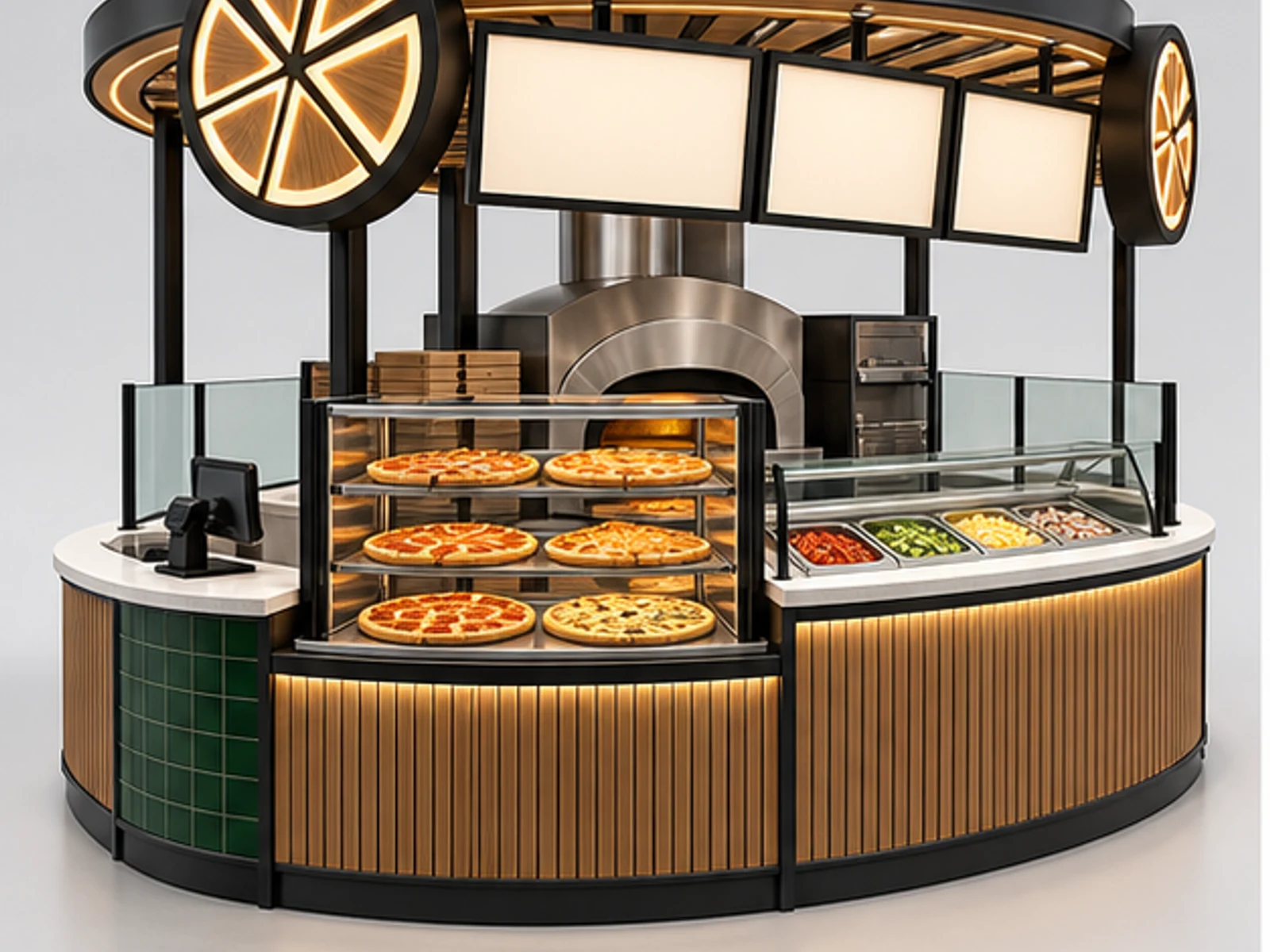 Island Pizza Kiosk with Multi-Side Ordering main three-quarter product view