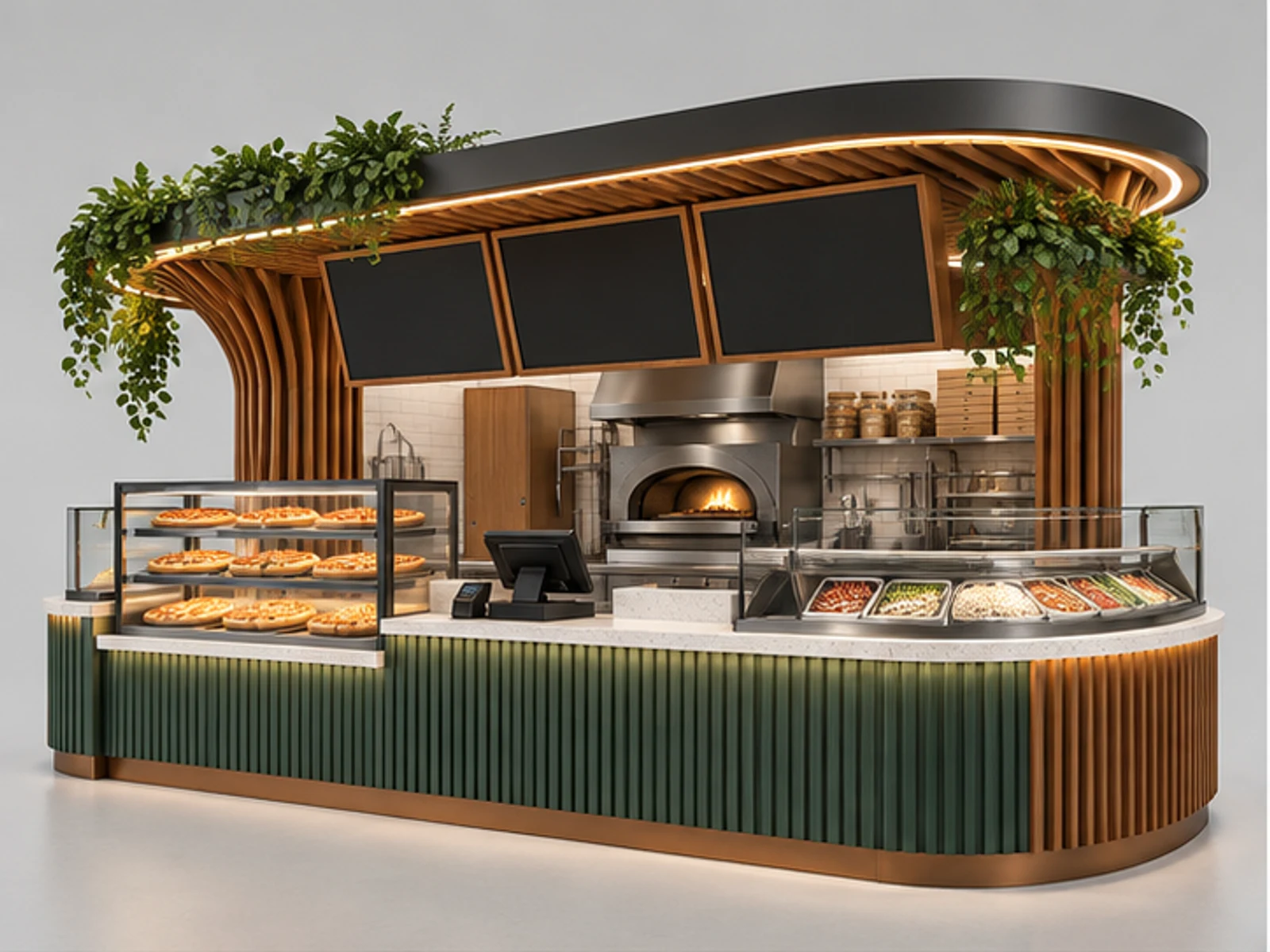 Mall Pizza Counter with Order Pickup Separation main three-quarter product view