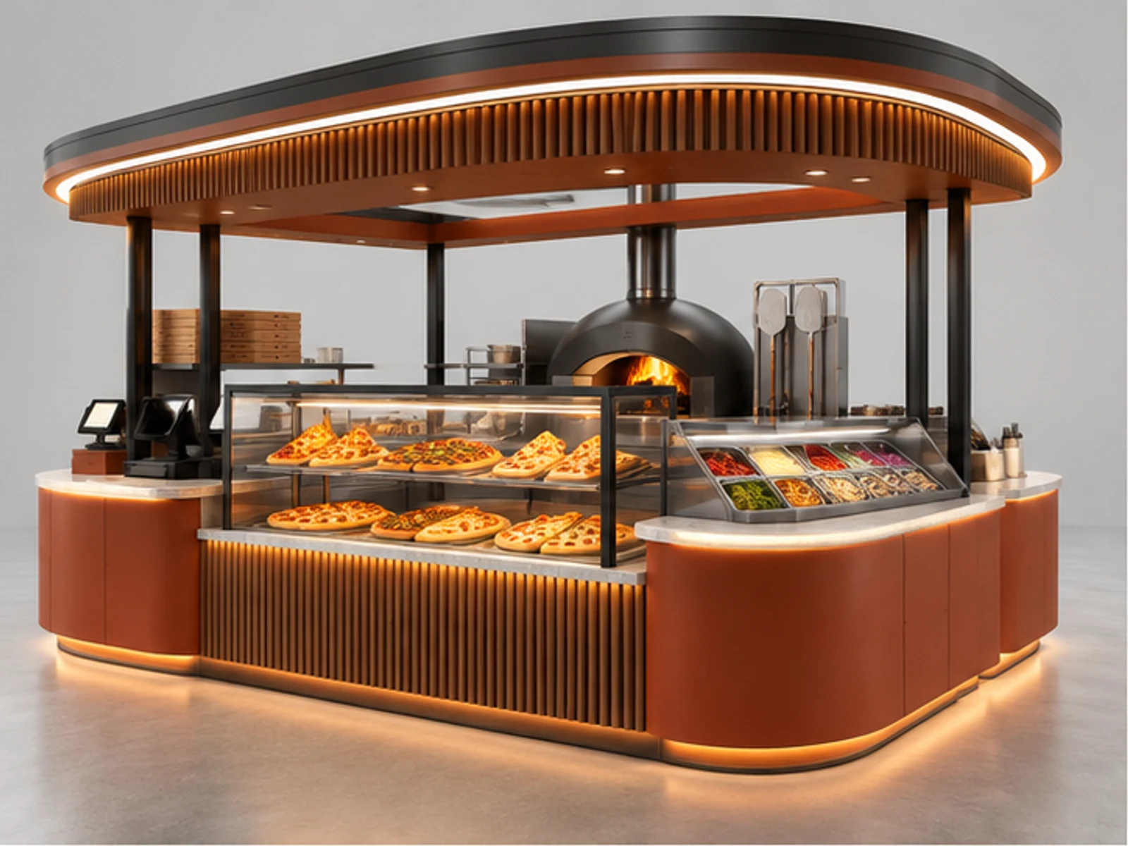 Open Pizza Kiosk with Glass Hot Display main three-quarter product view