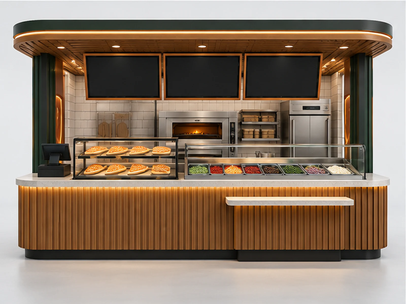 Pizza Slice Kiosk with Fast Pickup Counter customer-facing display and service counter