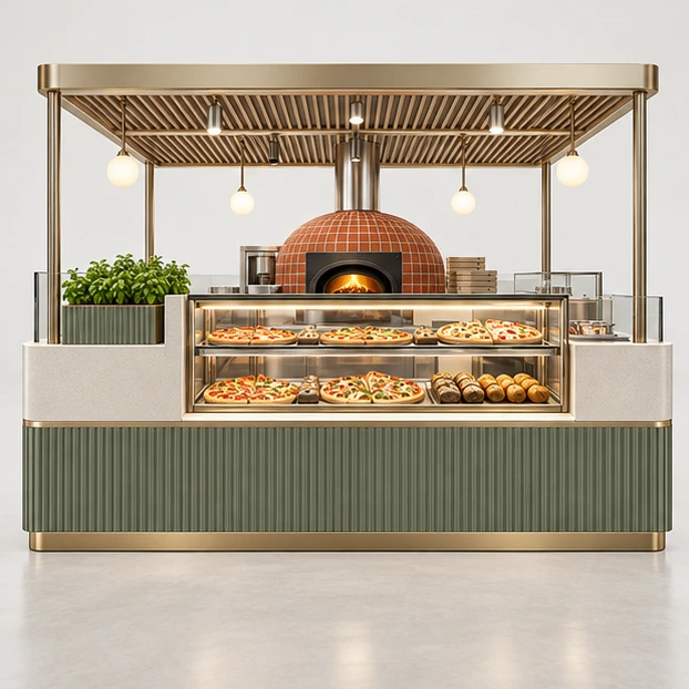 Pizza Slice Kiosk with Heated Front Display customer-facing service and display view