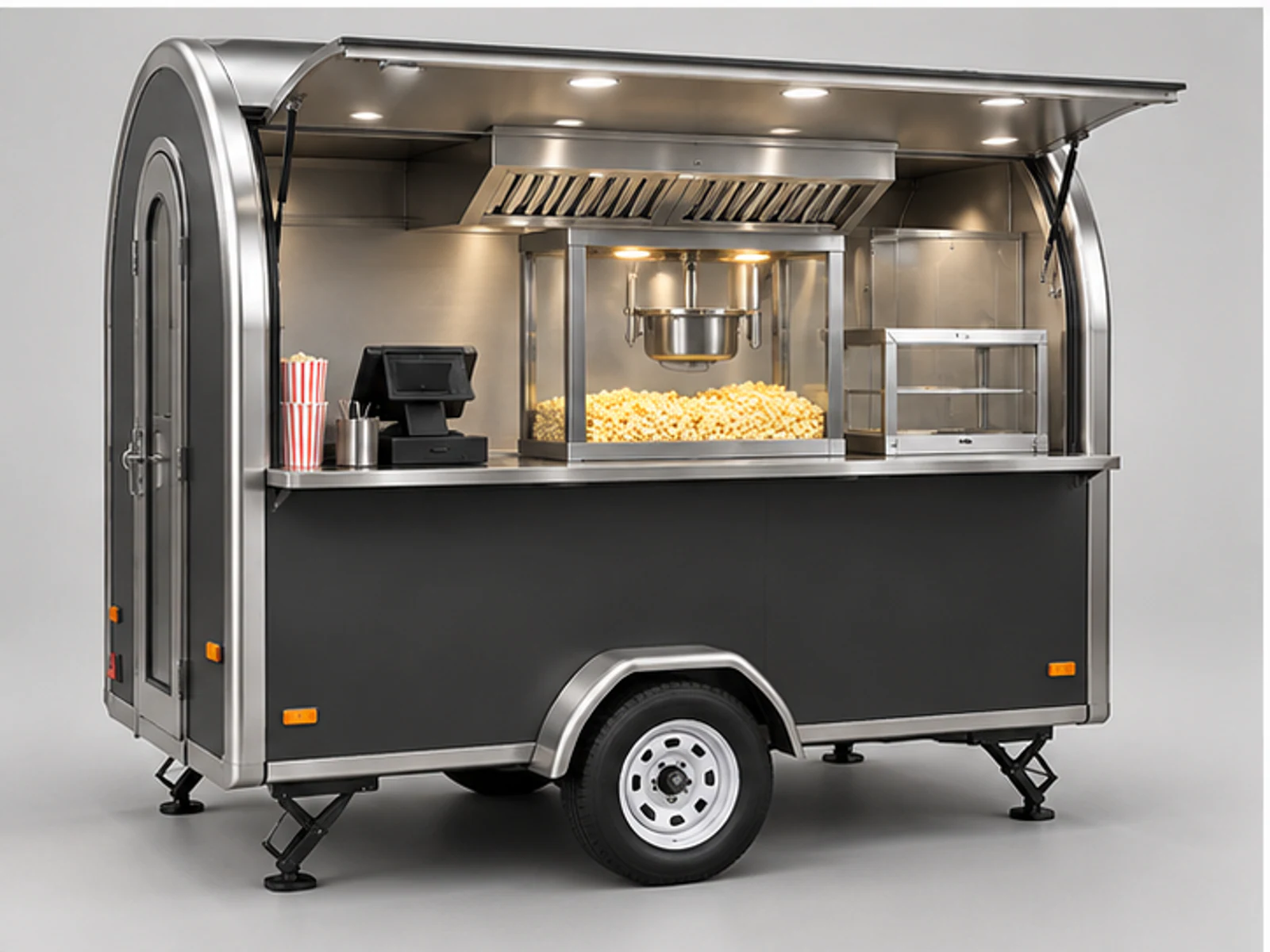 Commercial Popcorn Booth with Ventilation customer-facing display and service counter