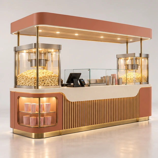Compact Cinema Popcorn Stand with Dual Warmers main three-quarter product rendering
