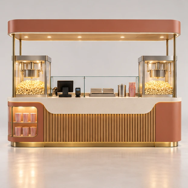 Compact Cinema Popcorn Stand with Dual Warmers customer-facing service and display view