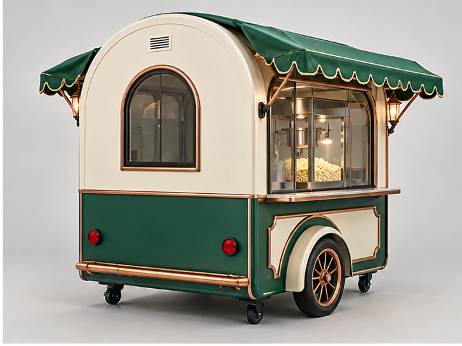 Custom Popcorn Cart for Theme Parks opposite angle showing overall kiosk layout