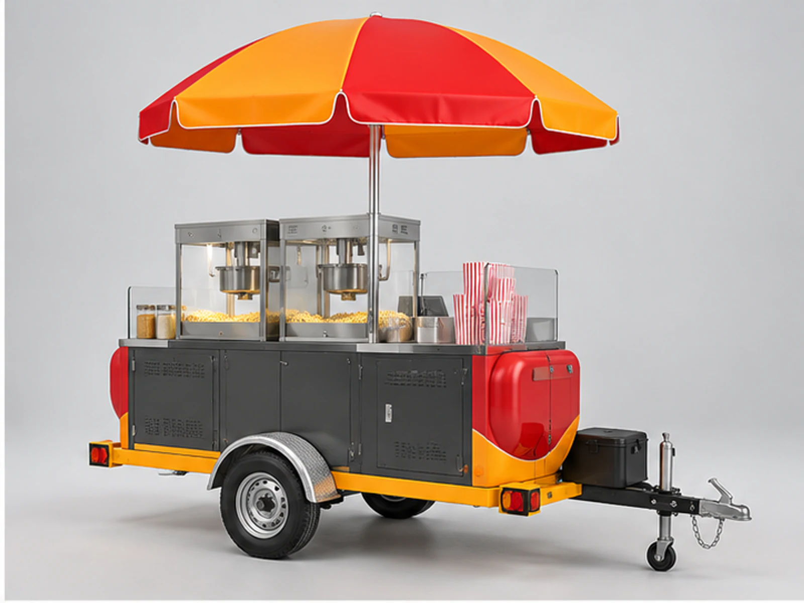 Event Popcorn Kiosk with High-Volume Workflow opposite angle showing overall kiosk layout