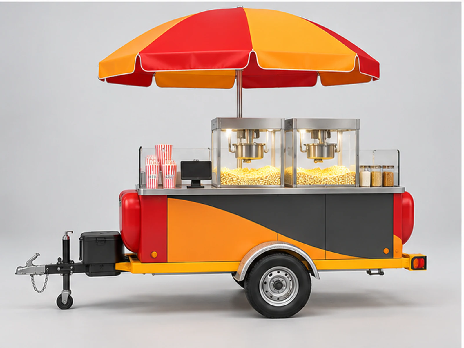 Event Popcorn Kiosk with High-Volume Workflow customer-facing display and service counter