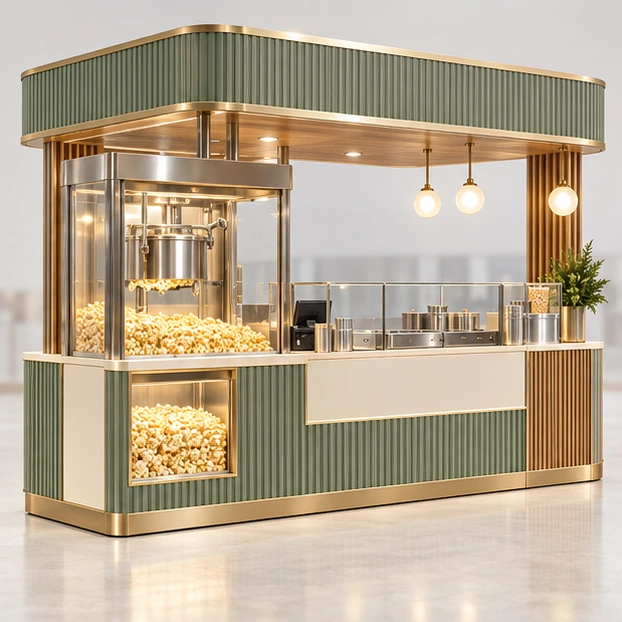Fresh-Popped Popcorn Kiosk with Visible Kettle main three-quarter product rendering