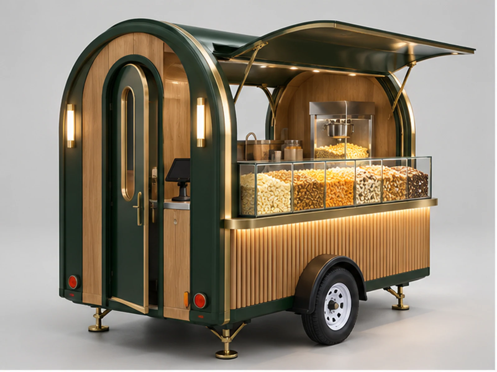 Gourmet Popcorn Kiosk with Flavor Display main three-quarter product view