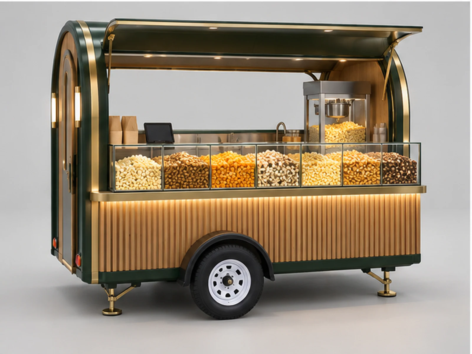 Gourmet Popcorn Kiosk with Flavor Display customer-facing display and service counter