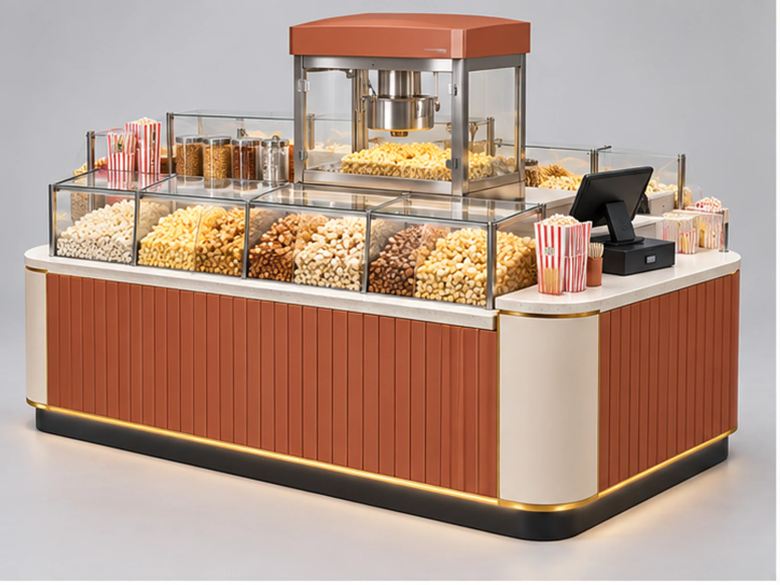 Island Popcorn Kiosk with Warm Display main three-quarter product view