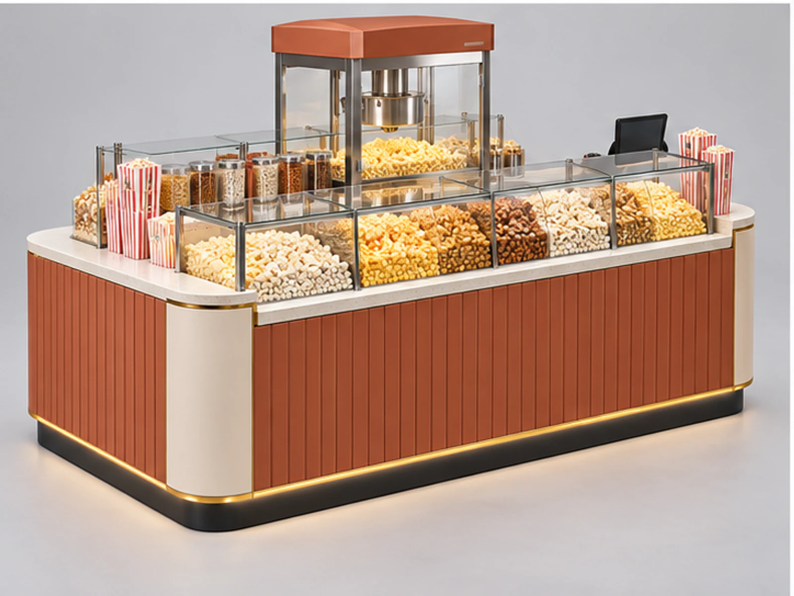 Island Popcorn Kiosk with Warm Display customer-facing display and service counter