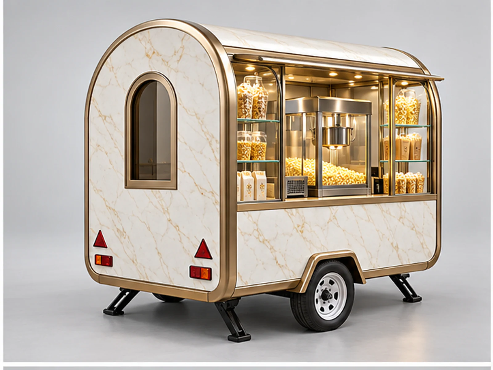 Luxury Popcorn Booth with Glass Merchandising main three-quarter product view