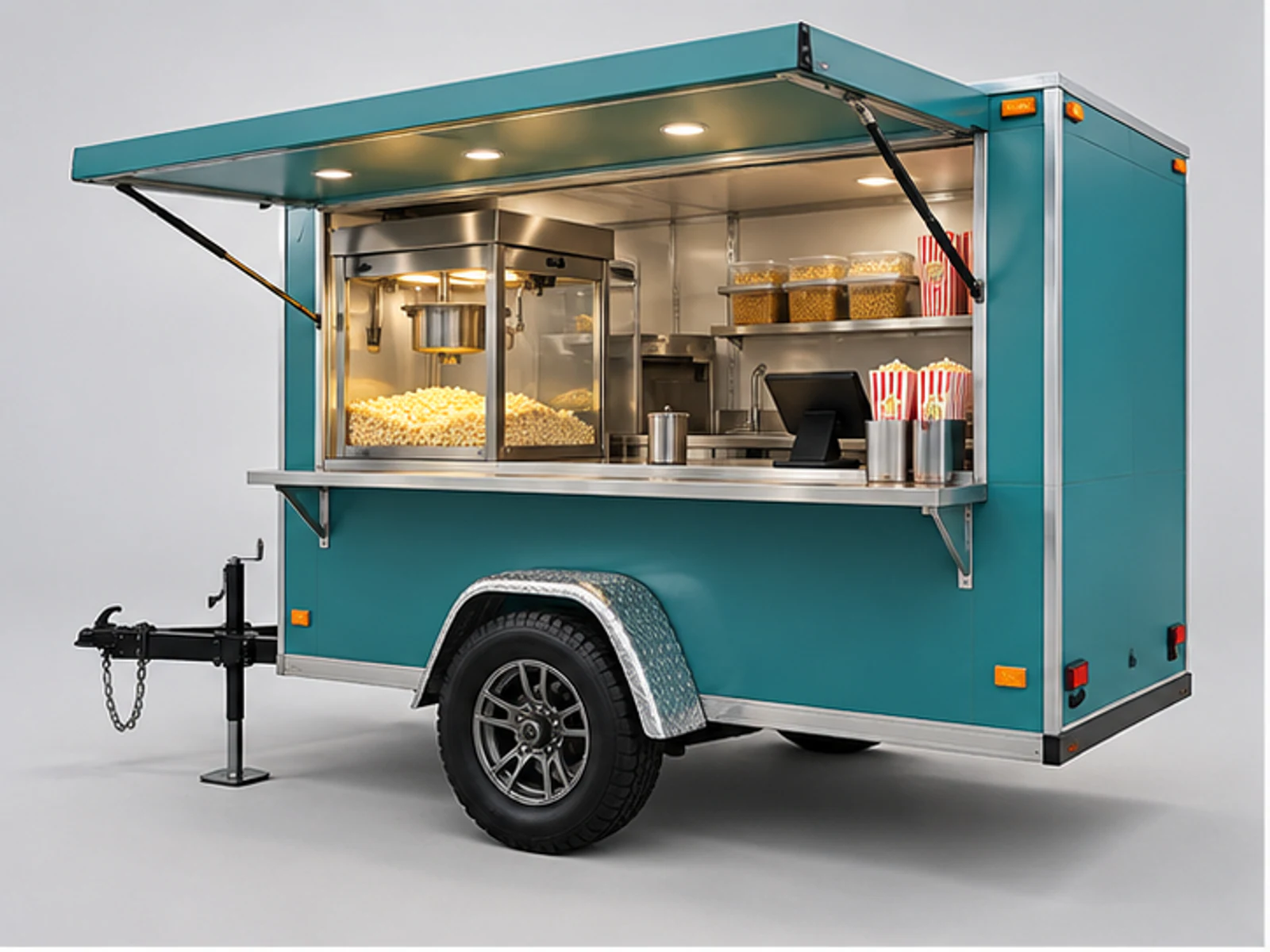Outdoor Popcorn Trailer with Weatherproof Canopy main three-quarter product view