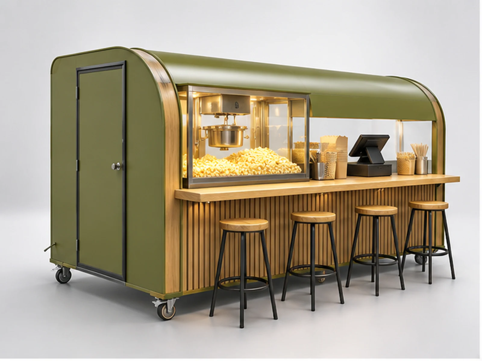 Popcorn Concession Stand with Seating Counter main three-quarter product view