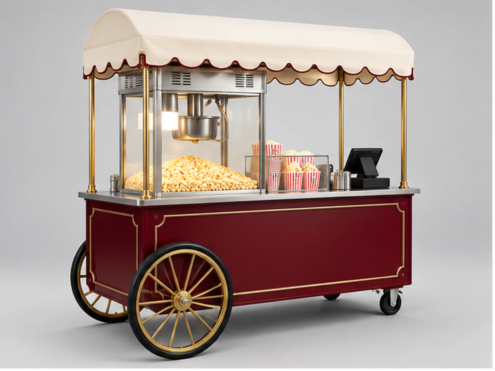 Vintage Popcorn Cart with Modern Equipment main three-quarter product view