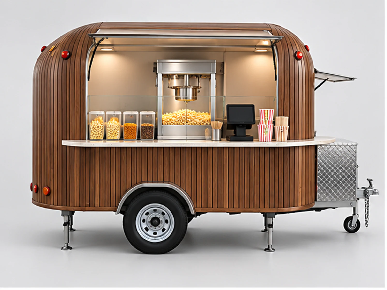 Wood Popcorn Kiosk with Ingredient Storage main three-quarter product view