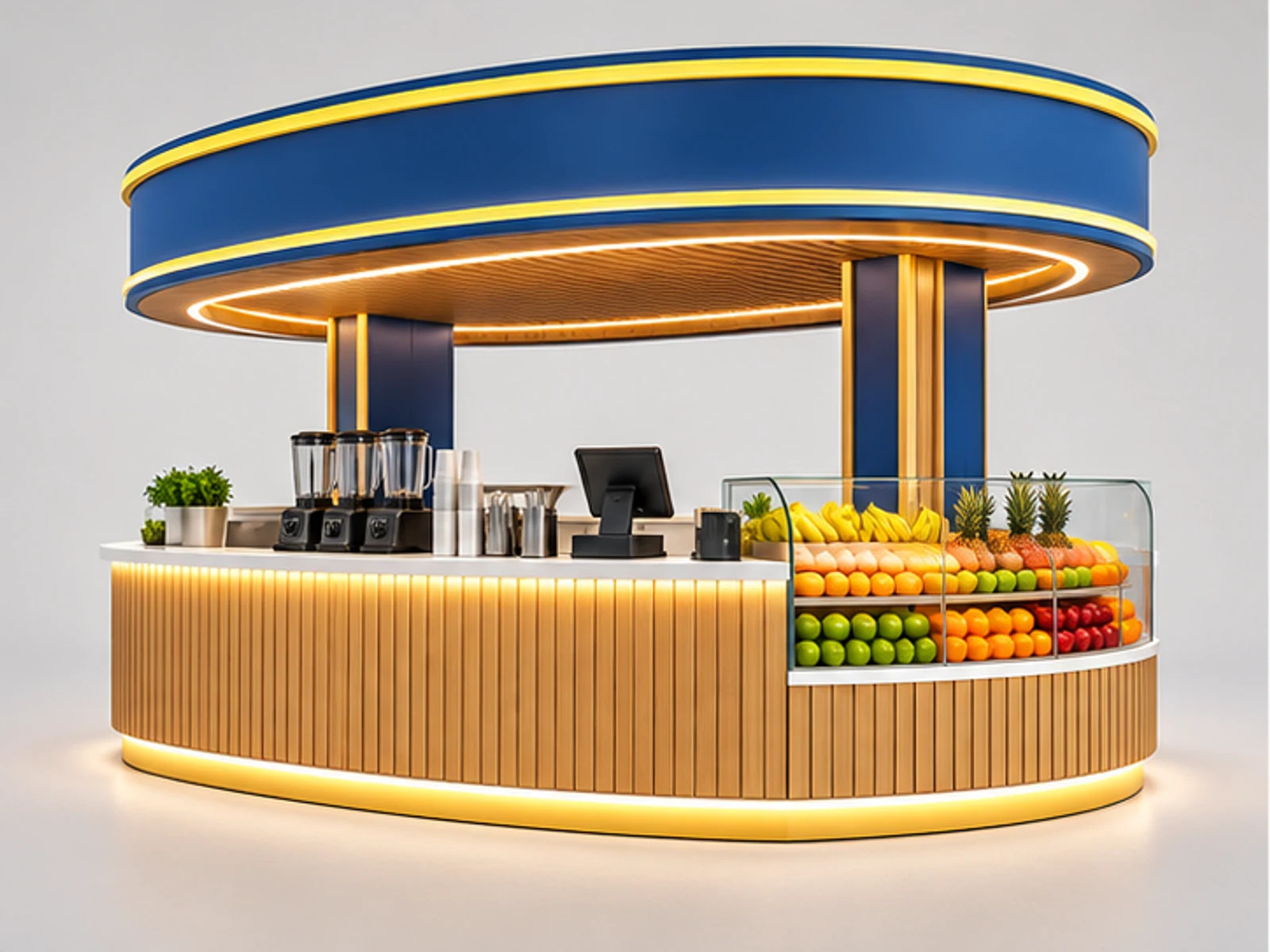 Colorful Smoothie Booth for Shopping Centers customer-facing display and service counter
