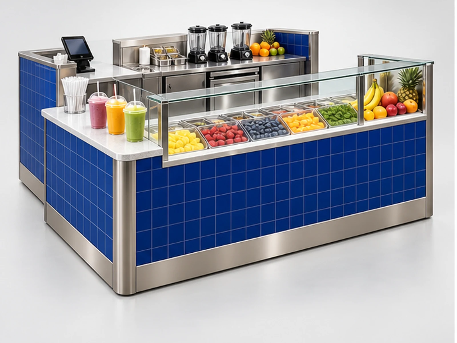 Commercial Smoothie Booth with Wash Station customer-facing display and service counter