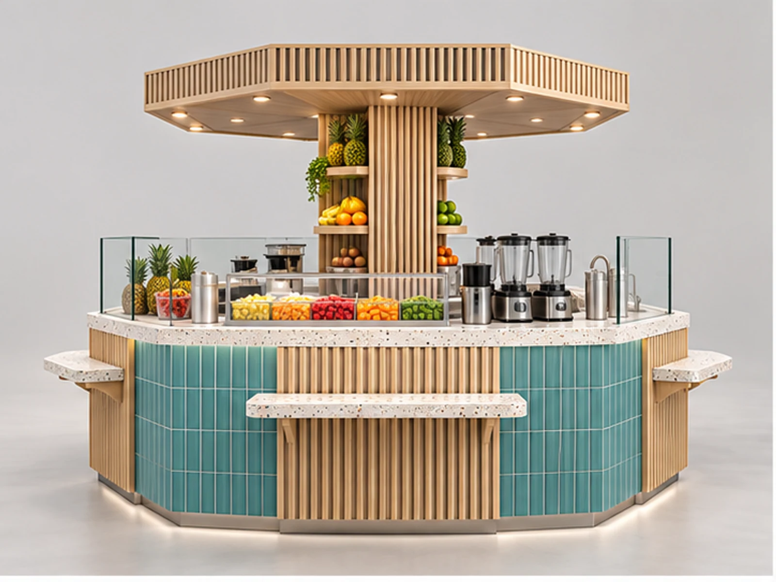 Island Smoothie Kiosk with Multi-Side Pickup main three-quarter product view