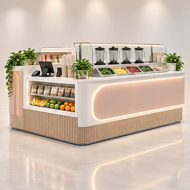 Island Smoothie Kiosk with Separate Order and Pickup main three-quarter product rendering