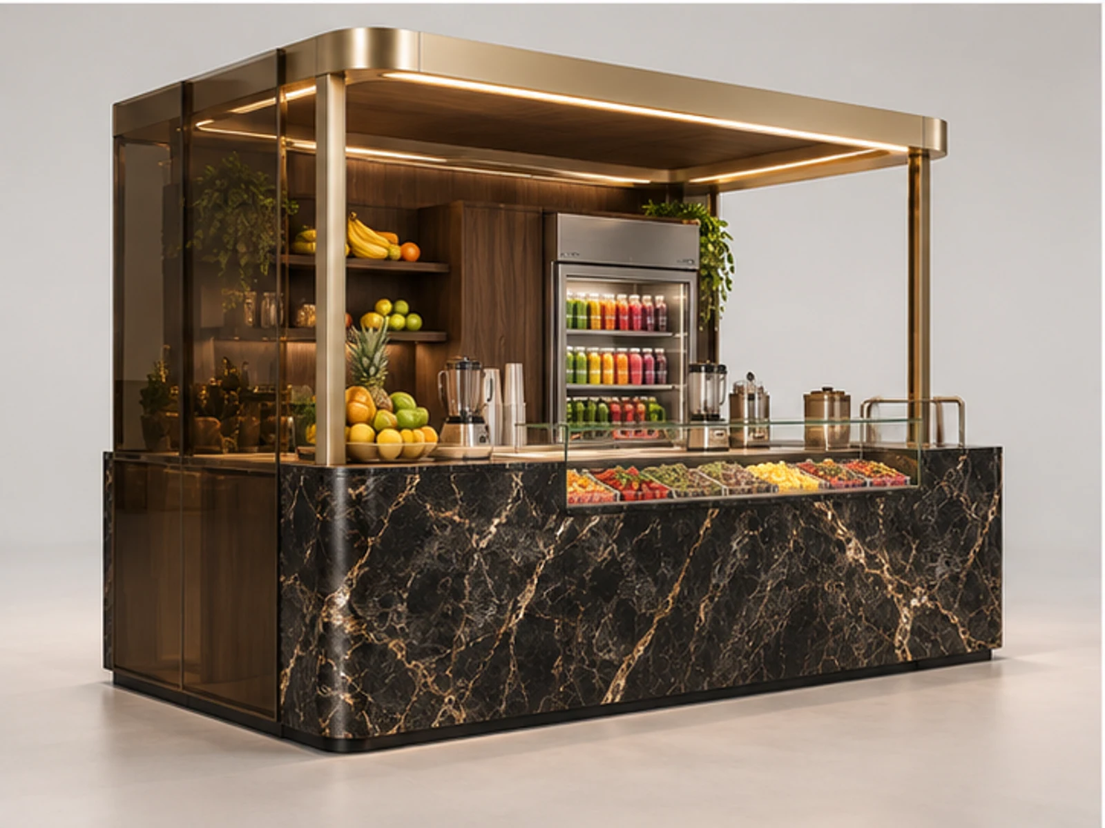 Luxury Smoothie Bar with Stone Service Counter customer-facing display and service counter