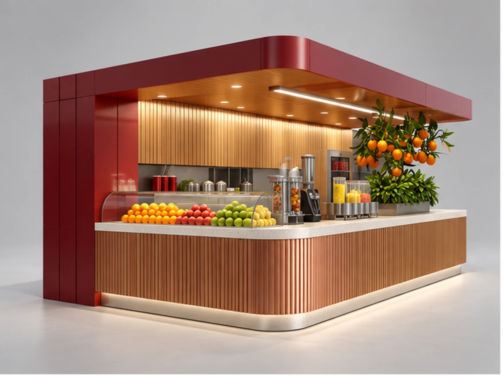 Mall Smoothie Kiosk with Glass Fruit Showcase main three-quarter product view