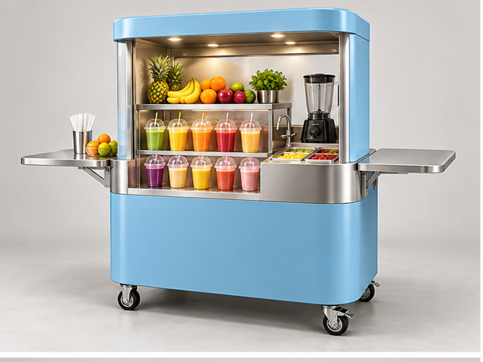 Mobile Smoothie Cart with Water Tank System main three-quarter product view