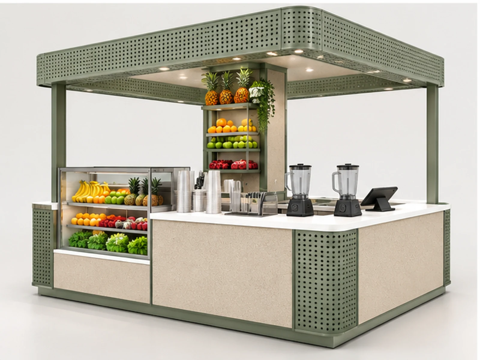 Modular Smoothie Kiosk for Franchise Rollout customer-facing display and service counter
