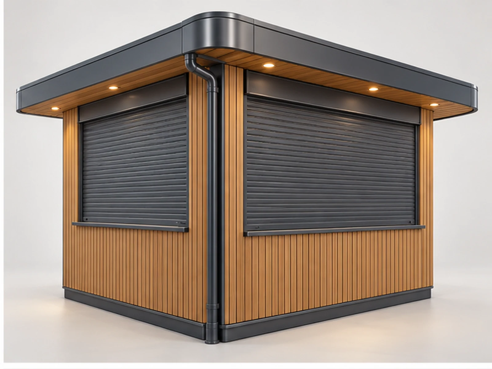 Outdoor Smoothie Kiosk with Weatherproof Canopy opposite angle showing overall kiosk layout