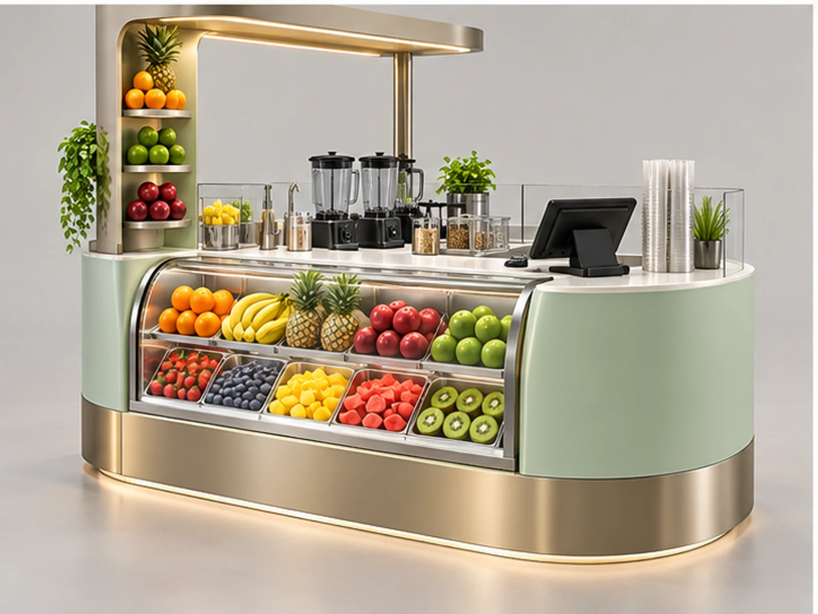 Premium Smoothie Kiosk with Fresh Fruit Display customer-facing display and service counter