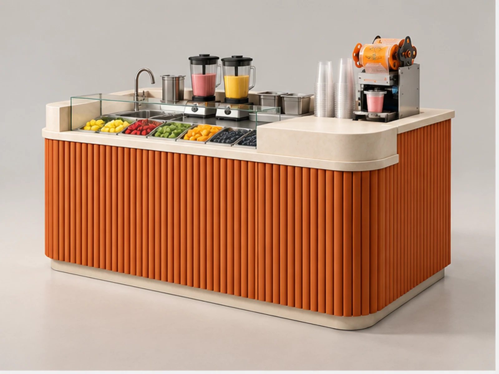 Small Smoothie Counter with Cup Sealing Station main three-quarter product view