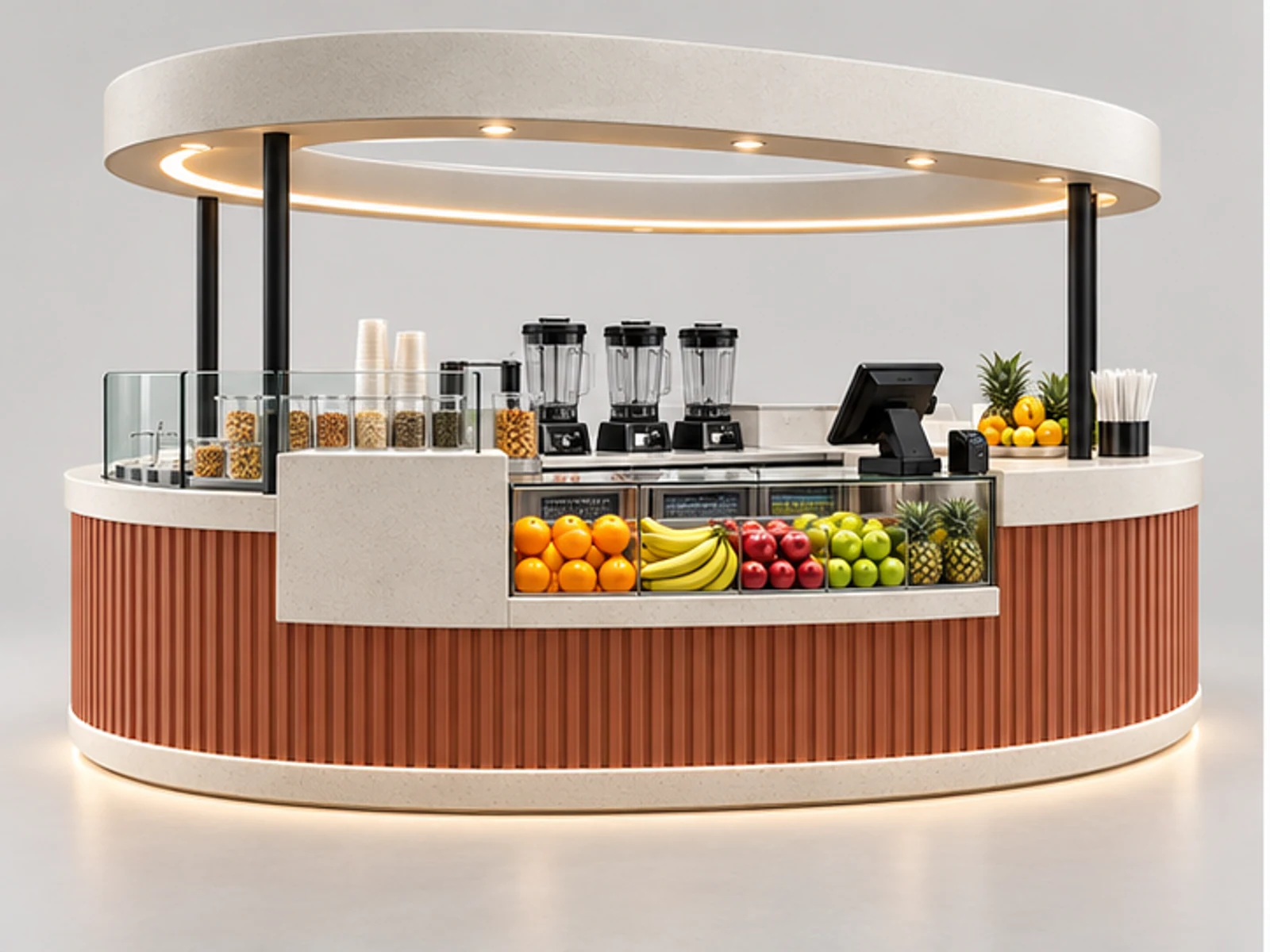 Turnkey Smoothie Kiosk Manufacturer Design customer-facing display and service counter