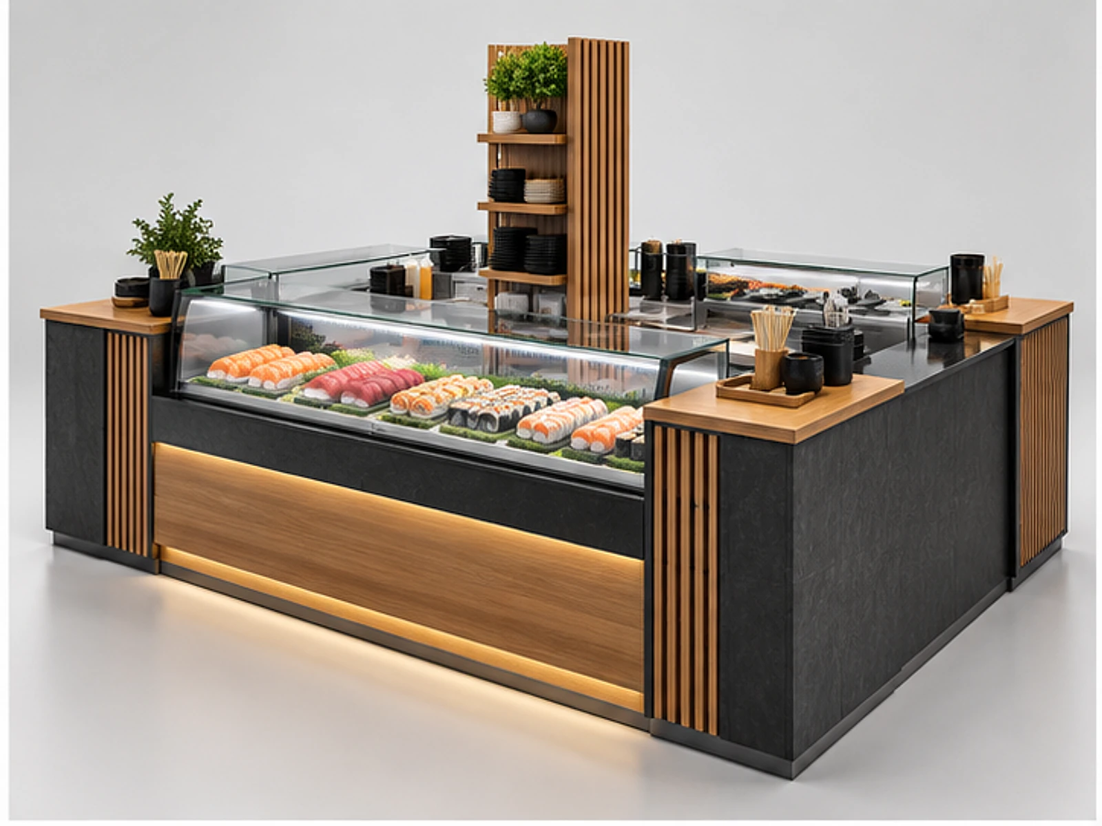 Commercial Sushi Booth with Cold-Holding Counter main three-quarter product view