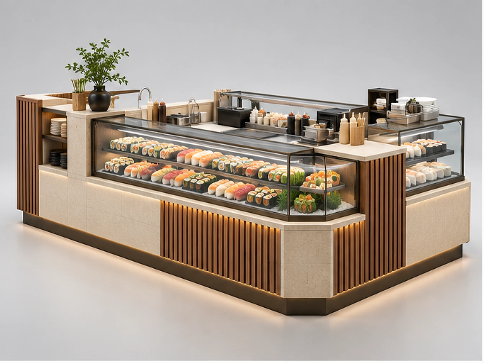 Custom Sushi Kiosk for Shopping Malls main three-quarter product view