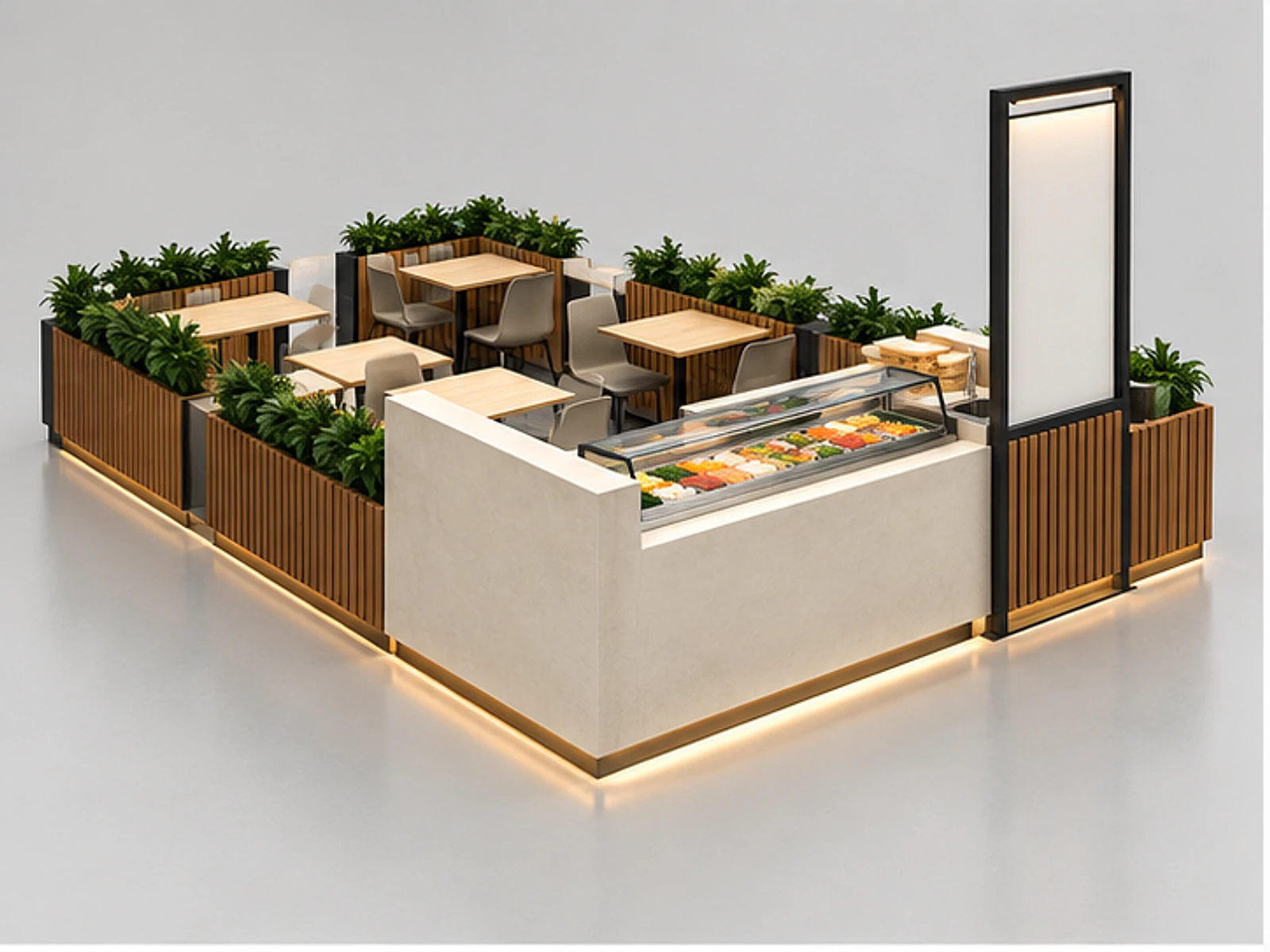 Food Court Sushi Counter with Menu Frame main three-quarter product view