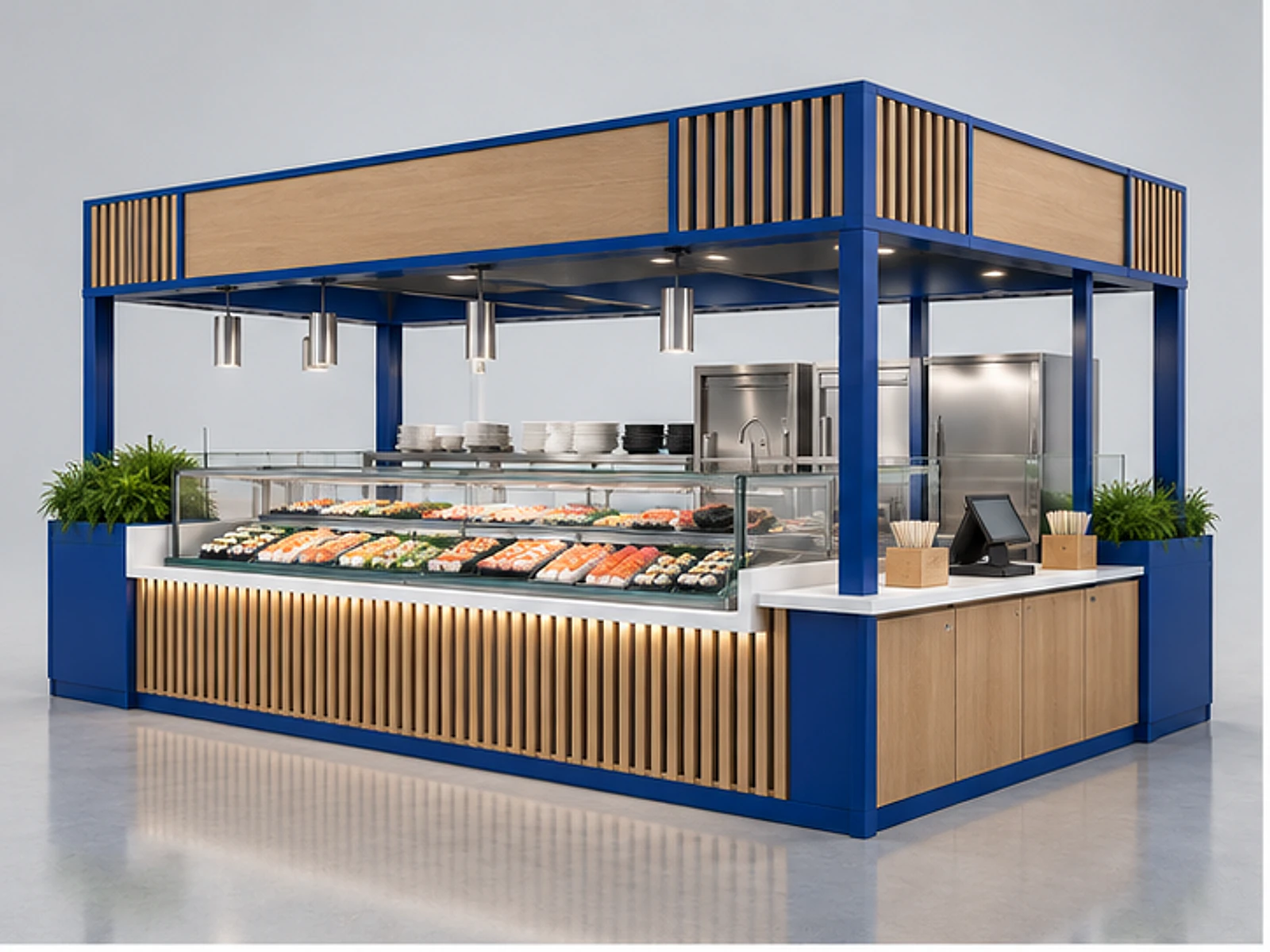 Modular Sushi Kiosk for Retail Chains main three-quarter product view