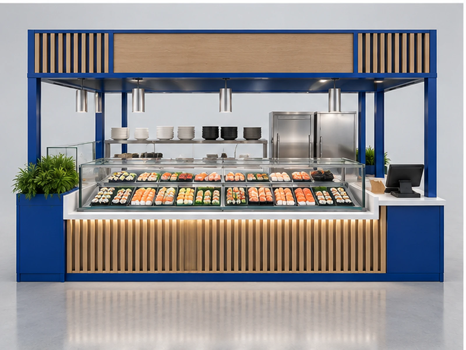 Modular Sushi Kiosk for Retail Chains customer-facing display and service counter