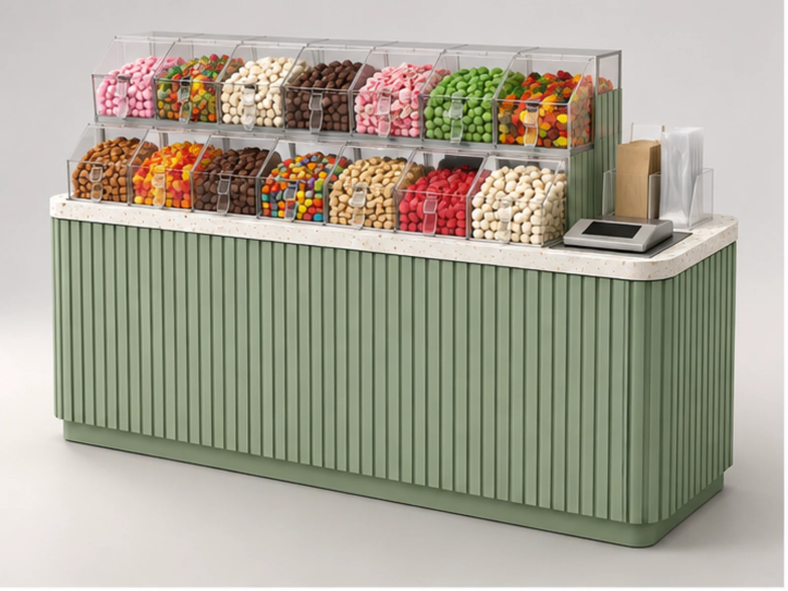 Compact Sweet Booth with Weighing Station main three-quarter product view