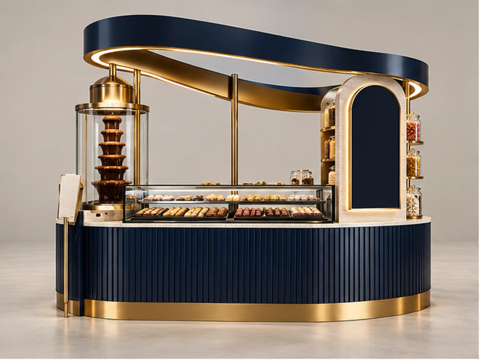 Custom Sweet Shop Kiosk for Retail Brands main three-quarter product view