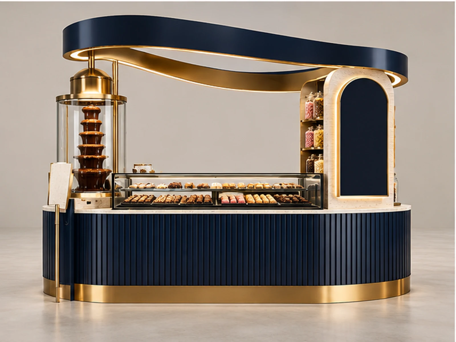 Custom Sweet Shop Kiosk for Retail Brands customer-facing display and service counter