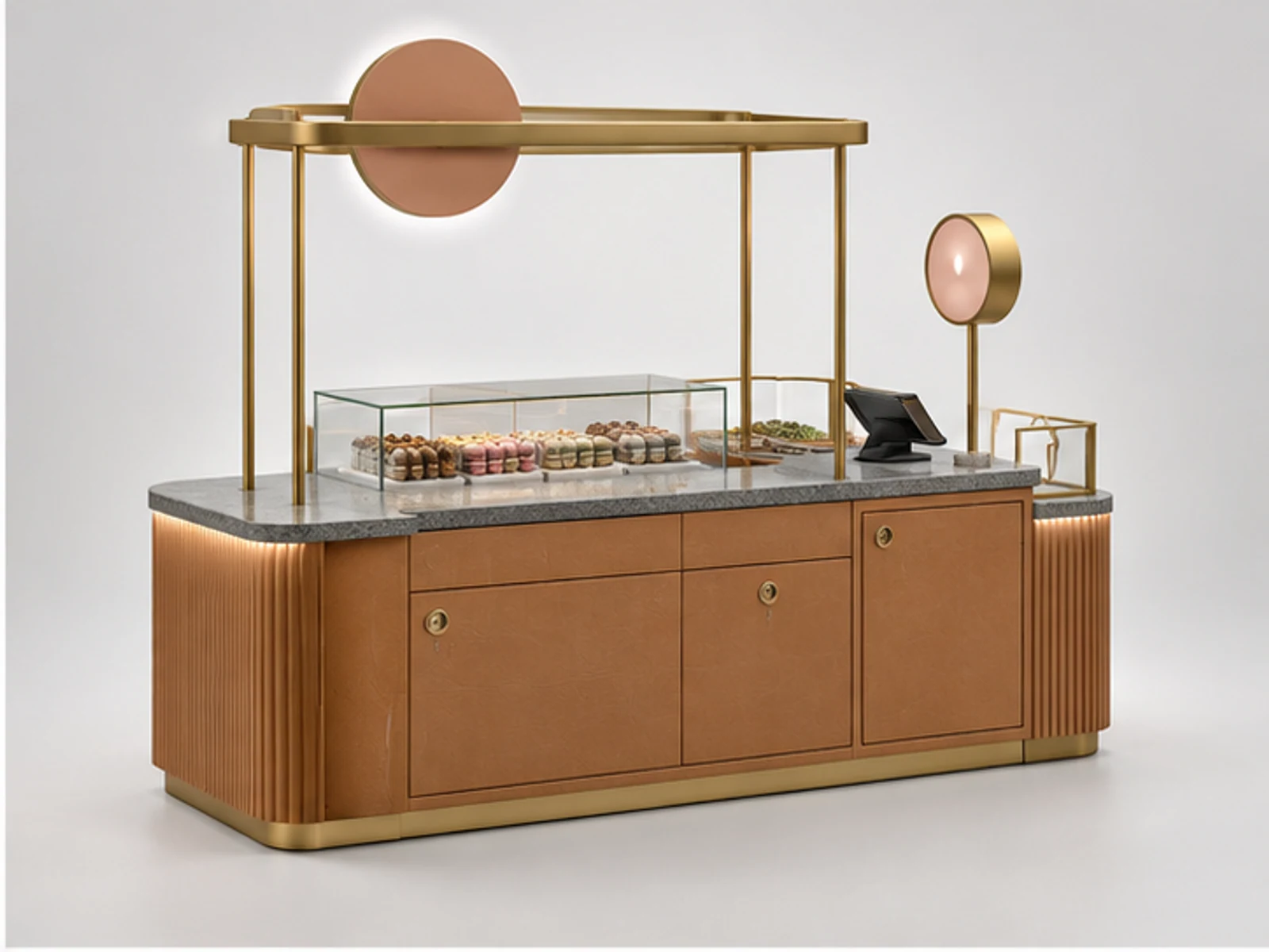 Mall Confectionery Counter with Secure Storage opposite angle showing overall kiosk layout