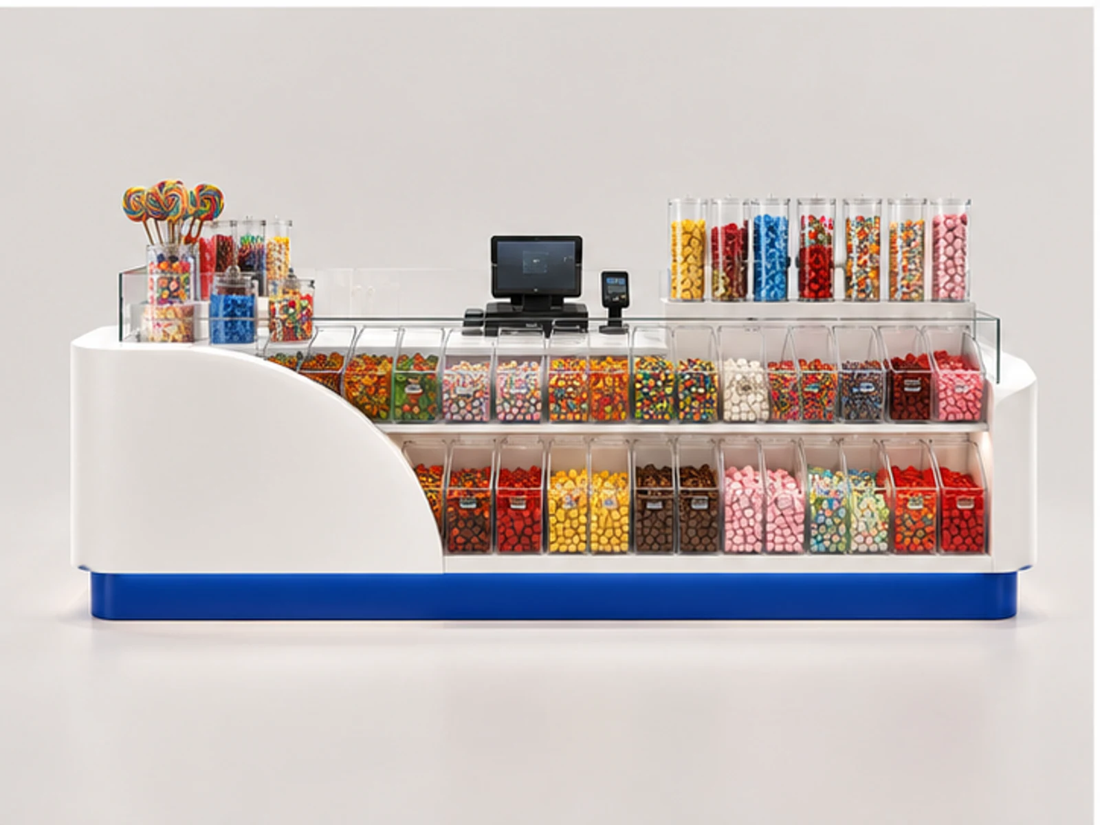 Modern Candy and Sweet Kiosk for Shopping Malls customer-facing display and service counter