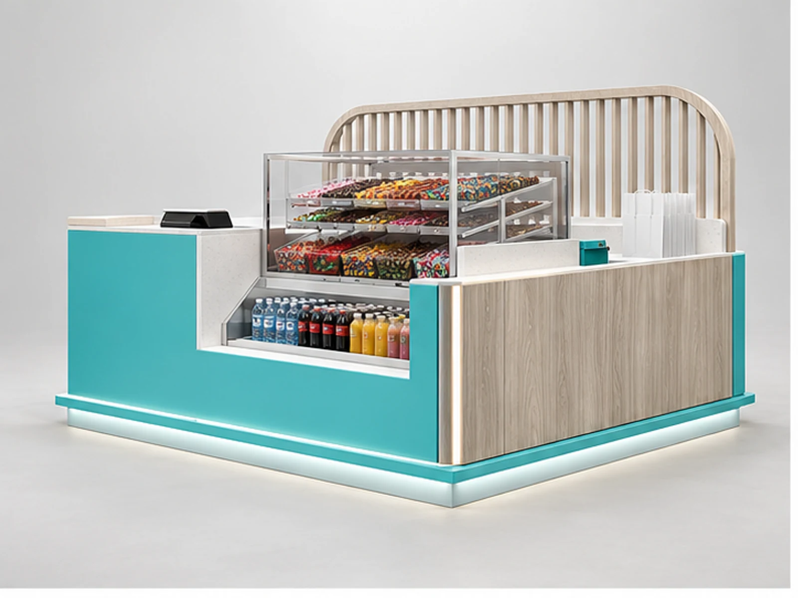 Pick-and-Mix Kiosk with Food-Safe Acrylic Bins main three-quarter product view