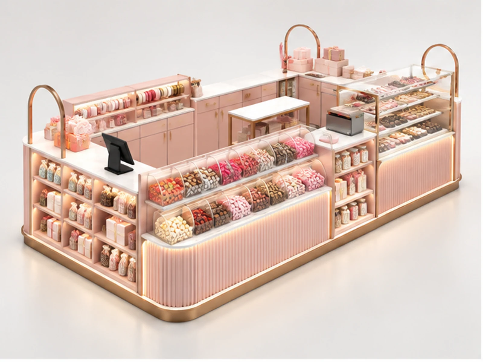 Pink Sweet Kiosk with Gift Packaging Counter main three-quarter product view